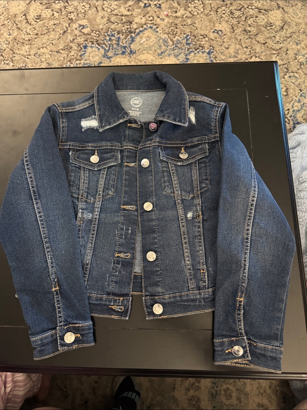 wonder nation Dark Blue Distressed Denim Jacket